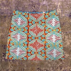 Y2K BCBG Max Azria Elements Colorful Graphic Psychedelic Print Mini Skirt